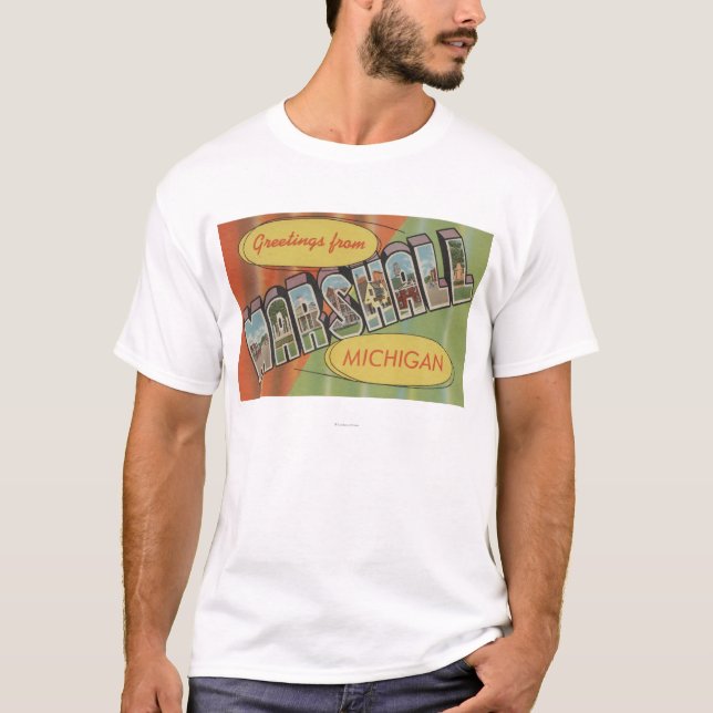 T-shirt Marshall, Michigan - grandes scènes de lettre (Devant)