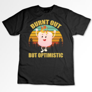 T-shirt Marshmallow Camping Rétro Épuisé Mais Optimiste