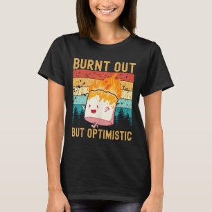 T-shirt Marshmallow Mignon de Camping Optimiste mais Épuis