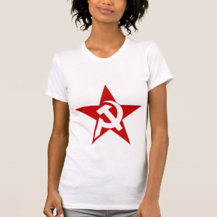 T-shirt Marteau blanc et faucille de DHKC sur les femmes