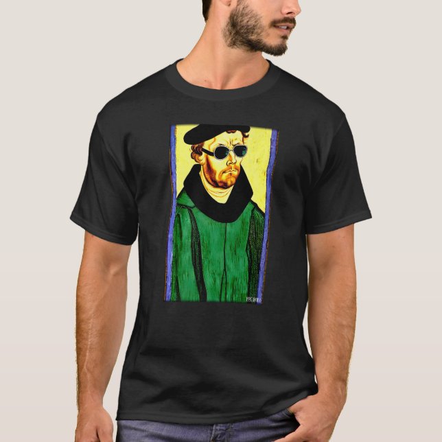 T-shirt Martin Luther Religion Eglise évangélique Lunettes (Devant)