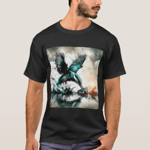 T-shirt Martin-pêcheur plongeant pour pêcher, art généré p