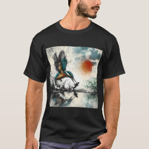T-shirt Martin-pêcheur plongeant pour pêcher, art généré p