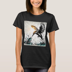 T-shirt Martin-pêcheur plongeant pour pêcher, art généré p