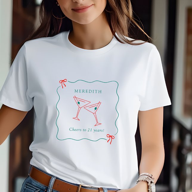 T-shirt Martini salue 21e anniversaire invité d'honneur (Martini Cheers 21st Birthday Guest of Honor T-Shirt)