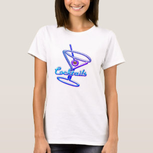 T-shirt Martini signe néo bar vintage rose violet