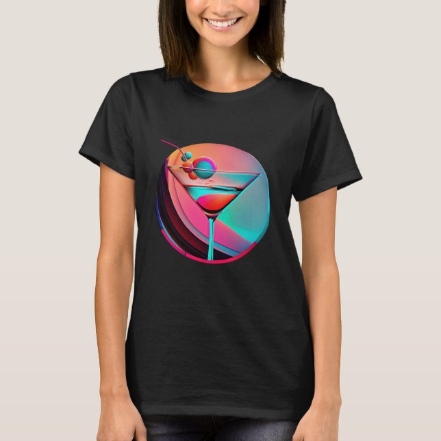 T-shirt Martini Synthwave 80s Retrowave Aesthetic (Devant)