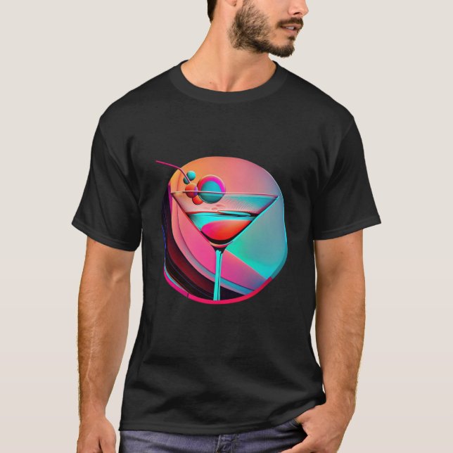 T-shirt Martini Synthwave 80s Retrowave Aesthetic (Devant)