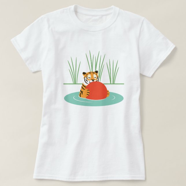 T-shirt Maruay le tigre Secouru dans le lac avec balle (Design devant)