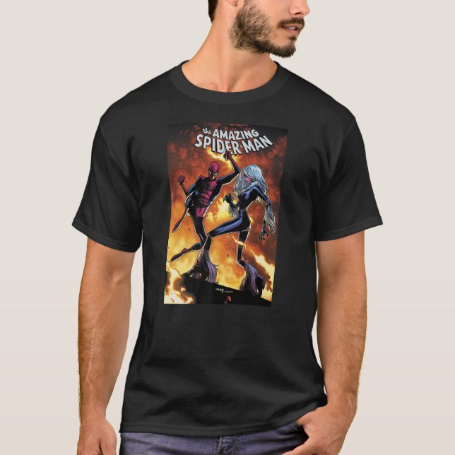 T-shirt Marvel Spider-Man Black Cat Comic Cover (Devant)