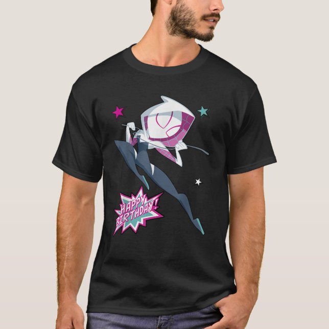 T-shirt Marvel Spider Man Spider Gwen Happy Birthday Portr (Devant)