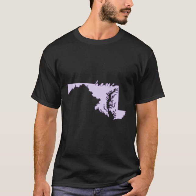 T-shirt Maryland Home State Outline Purple Oversized (Devant)
