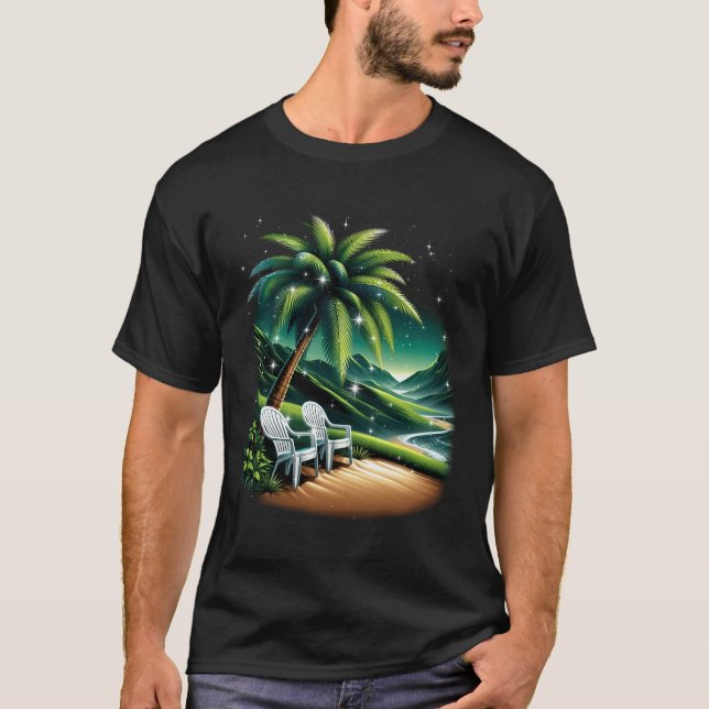 T-shirt Más Fotos Porto Rico Serene Beach Vue Palm Tree (Devant)