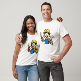 T-shirt Mascotte Électricien Énergétique Foudre Dessin Ani
