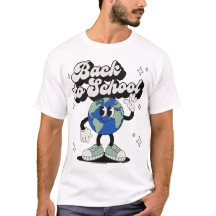 Mascotte Rétro Groovy Globe qui fait signe pour la