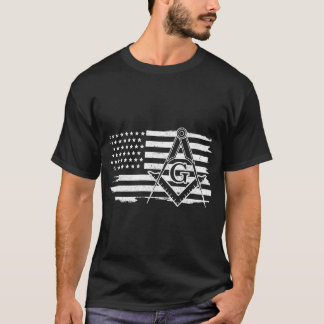 T-shirt Mason Carré _ Compass Masonic US Drapeau Freemason