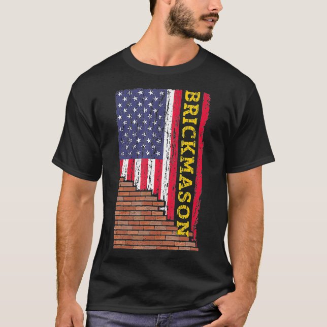 T-shirt Mason en brique Mason homme Masoné en brique Papa  (Devant)