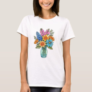 T-shirt Mason Jar avec beau Fleur sauvage d'aquarelle