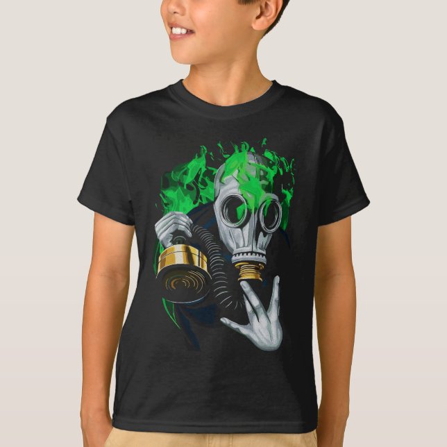 T-shirt Masque à gaz toxique : Flammes de néon (Devant)