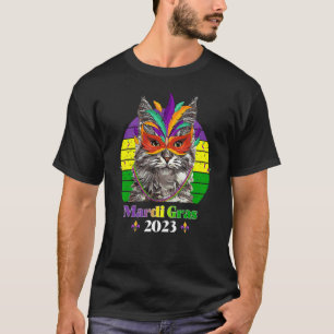 T-shirt Masque de chat de fête perles Mardi Gras 2023  6