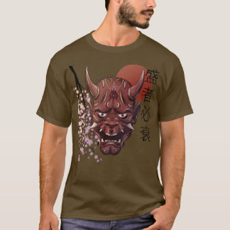 T-shirt Masque de démon japonais Kanji Samurai Oni
