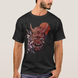 T-shirt Masque de démon japonais Kanji Samurai Oni