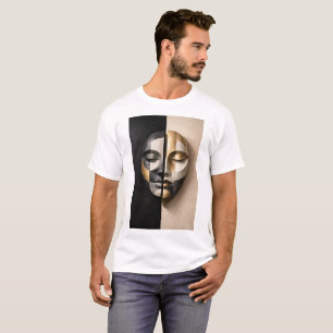 T-shirt Masque de Dualité – Visage Abstrait Géométrique Mo