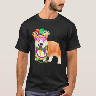 T-shirt Masque de perles Mardi Gras Corgi
