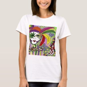 T-shirt Masque de plumes de Mardi Gras psychédélique