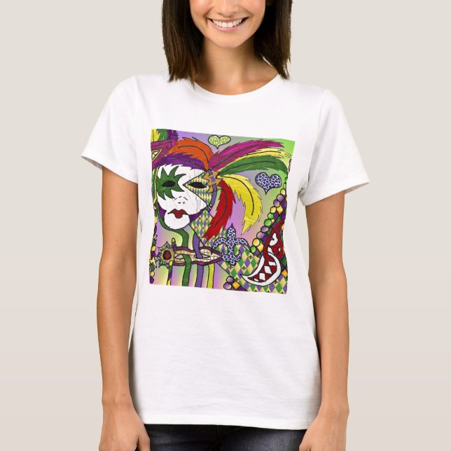 T-shirt Masque de plumes de Mardi Gras psychédélique (Devant)