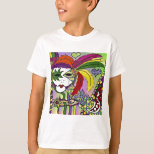 T-shirt Masque de plumes de Mardi Gras psychédélique