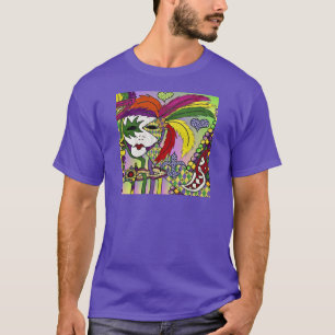 T-shirt Masque de plumes de Mardi Gras psychédélique