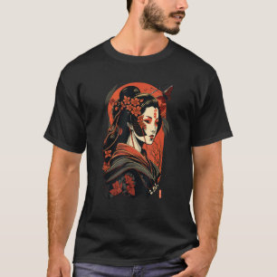 T-shirt Masque de samouraï Geisha traditionnel Épée japona