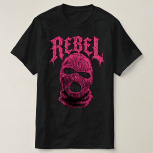 T-shirt Masque de ski balaclava rose rébellion streetwear