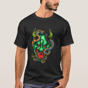 T-shirt Masque Demon Japonais Hannya Avec Serpent