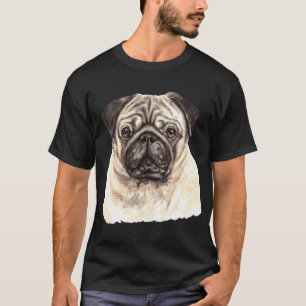 T-shirt Masque facial en art aquarelle motif pug
