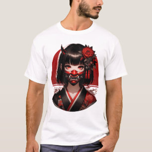 T-shirt Masque japonais Kawaii Anime Girl Waifu Otaku Oni
