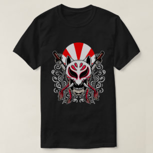 T-shirt Masque Kitsune avec Katanas croisé