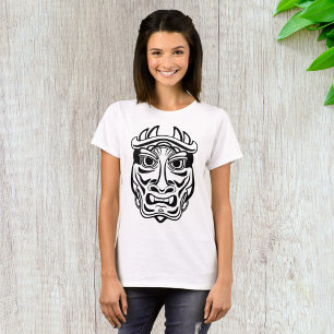 T-shirt Masque Oni Japonais Art Tribal Démon Line