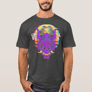 T-shirt Masque Sythwave Rétro Samurai avec arbre Bonsai