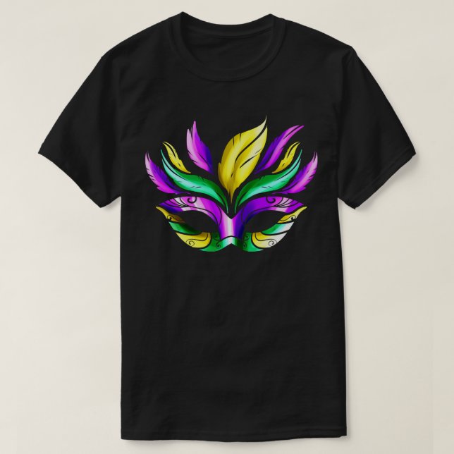 T-shirt Masque Vert Violet Et Doré Pour (Design devant)