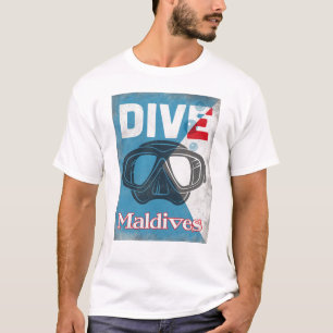 T-shirt Masque vintage de plongée à l'air des Maldives
