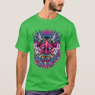 T-shirt Masque Visage Démon Japonais Oni Devil Oni Harajuk