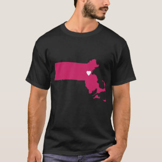 T-shirt Massachusetts Love in Magenta Oversized
