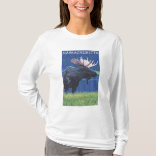 T-shirt MassachusettsMoose dans le clair de lune