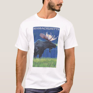 T-shirt MassachusettsMoose dans le clair de lune