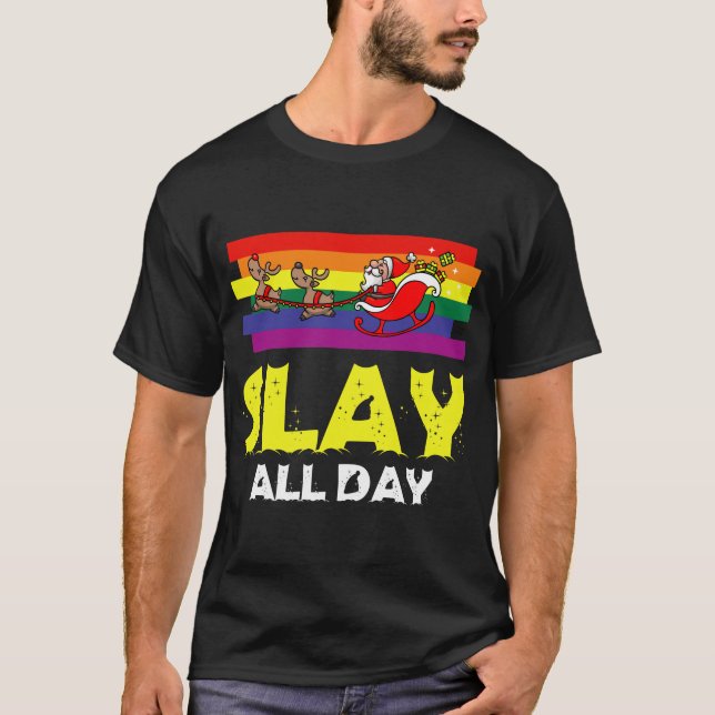 T-shirt Massacrez toute la journée Noël drôle d'homosexuel (Devant)