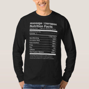 T-shirt Massage Thérapiste Nutrition Facts Drôle