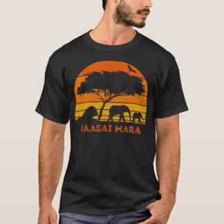 T-shirt Massai Mara Safari Elephant Lion Sunset Kenya Safa