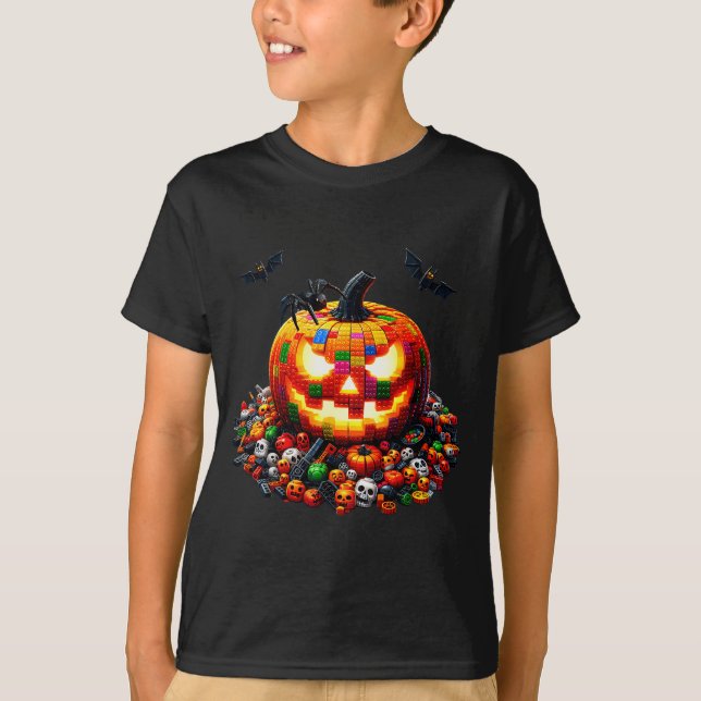 T-shirt Master Builder Blocks Bricks Building Pumpkin Hall (Devant)
